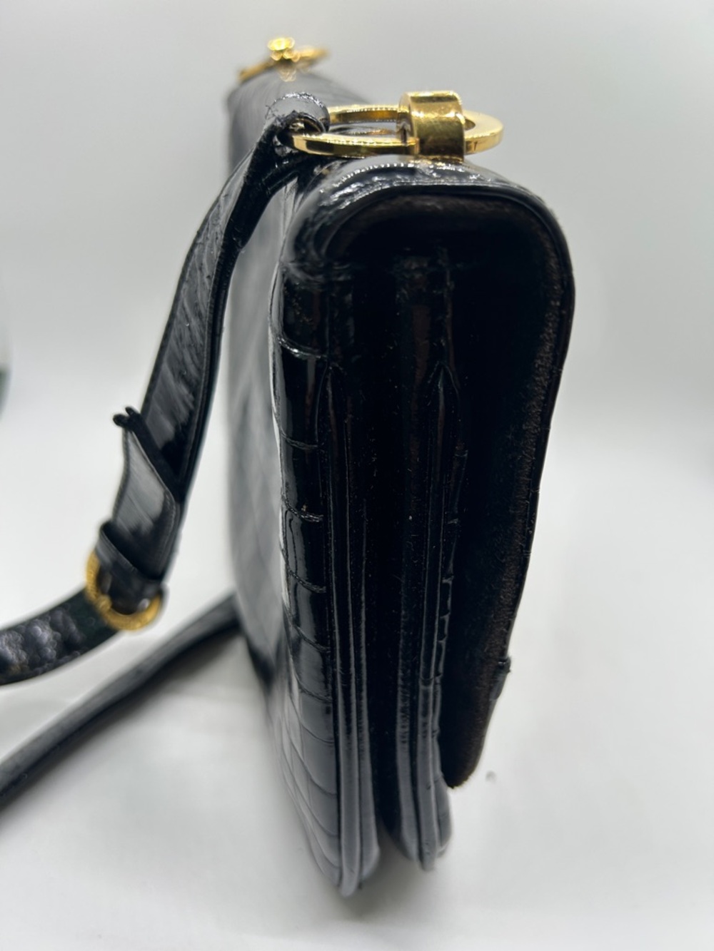 Paloma Picasso Vintage Black Snakeskin Print Leather Crossbody Bag Purse 🌺🌺 - Picture 4 of 14
